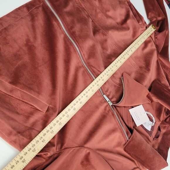 NEW 1X SOFT COPPER BURGUNDY ZIP LINED MOTO TRAVEL PACKABLE COAT JACKET XXL NWT - Picture 4 of 14